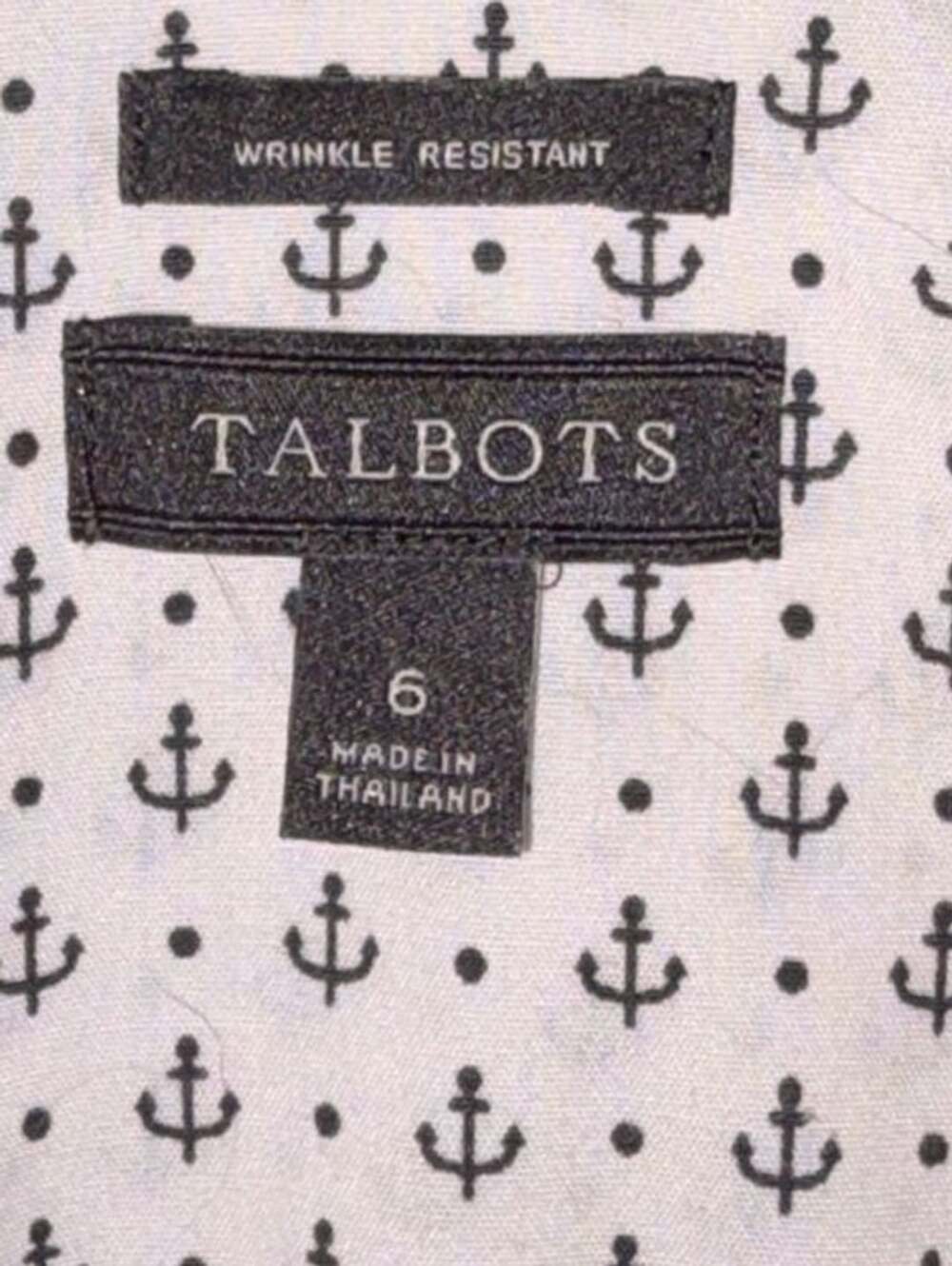 Talbots Wrinkle Resistant Sleeveless Button-Down Shirt w/Nautical Anchor print 6 - Picture 2 of 5